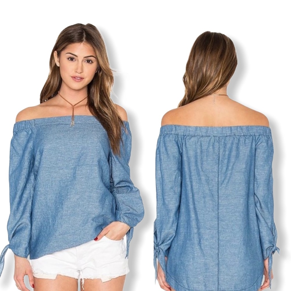 Free People Show Me Some Shoulder Chambray Blouse